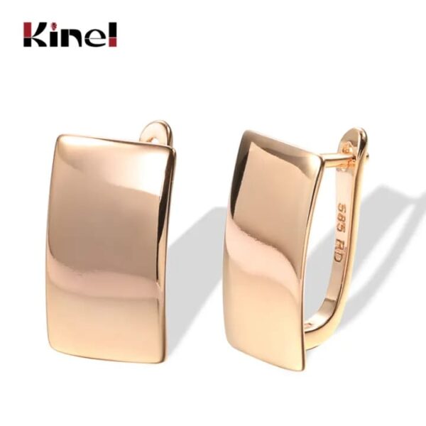 Kinel Hot Fashion Glossy Dangle Earrings 585 Rose Gold Simple Square Earrings For Women High Quality Daily Fine Jewelry.