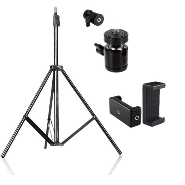 7 Feet Tripod with 360 Rotatable Ball Head & Fancy Mobile Holder Tripod for Mobile Dslr Camera Ring Light Studio Light.