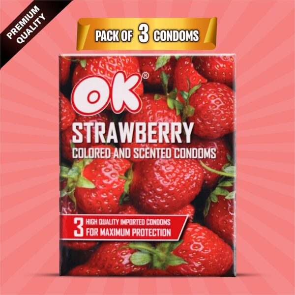 Ok Strawberry Condoms (Box = 3Pcs).