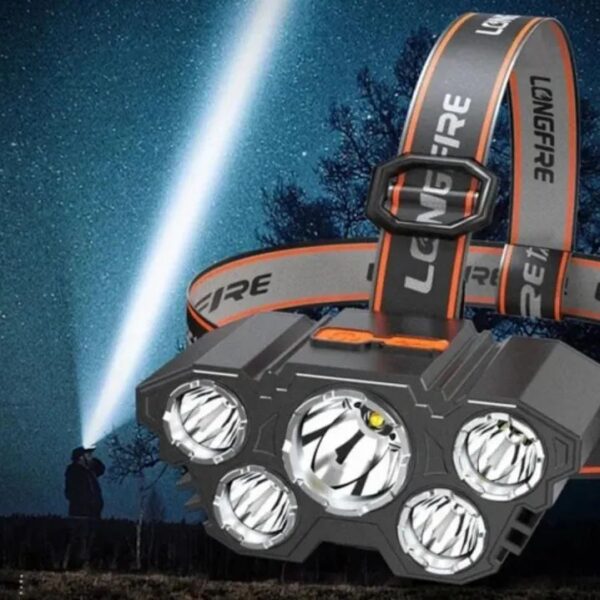 5 LED Headlight Flashlight Rechargeable Light With Flashing For Outdoor Climbing & Camping Ligh