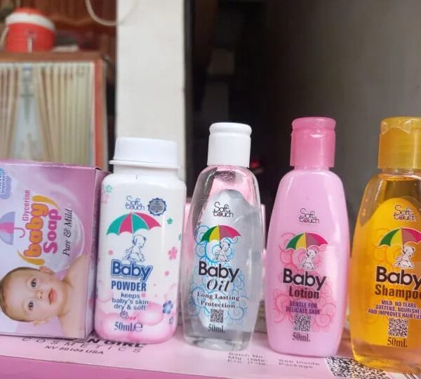 Baby gift set soft touch baby 5 Items 75g Baby Soap. 50ml Baby Lotion, 50ml Baby Shampoo, 50ml Baby Oil, 50g Baby Powder